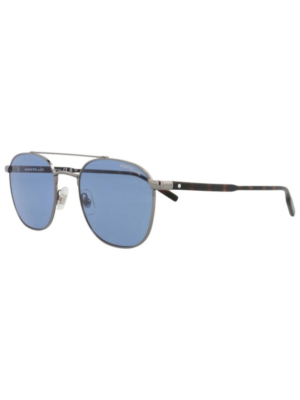New Montblanc Women's Sunglasses Aviator Metal Frame Mens Ruthenium Havana Blue